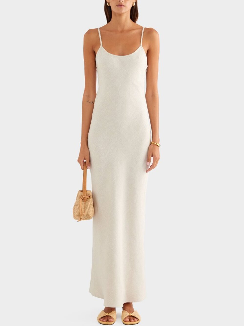 NWT Venroy Linen Slip Maxi Dress - Sand Oatmeal Light Beige Quiet Lux XSmall